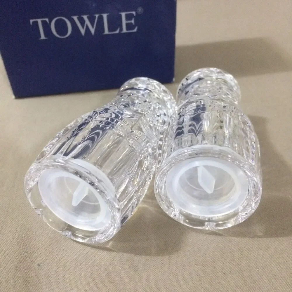 Vintage Austrian Crystal Salt Pepper Shakers Towle Mozart  With Box 3” 70s–90s